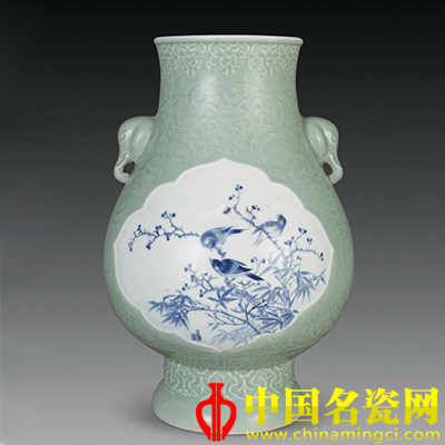 青花花鳥(niǎo)紋象耳尊