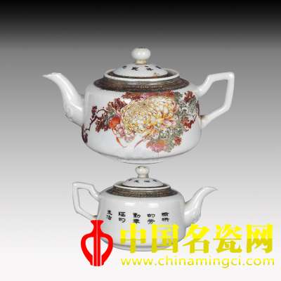 1950年代 王步粉彩菊花茶壺
