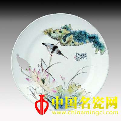 鄒文侯繪粉彩花鳥(niǎo)盤(pán)