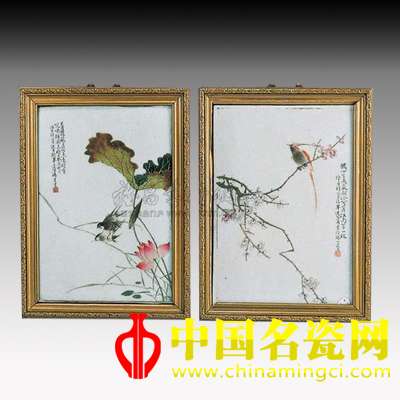 畢伯濤繪花鳥瓷板 （一對(duì)）