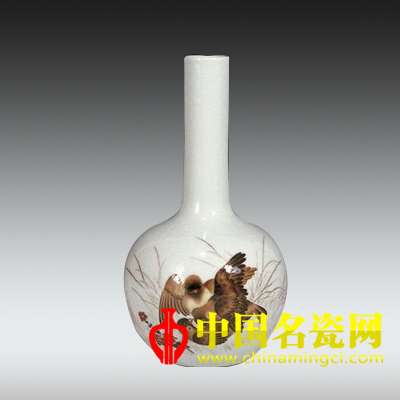 劉雨岑款麻雀題詩(shī)小天球瓶