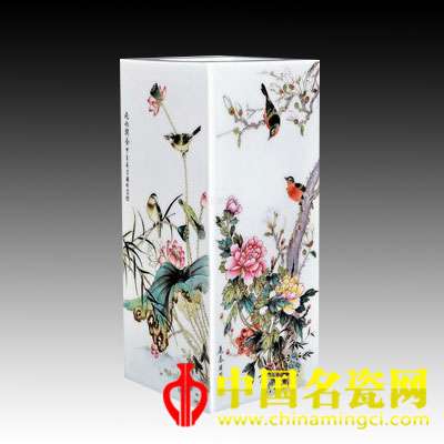徐國明 四時(shí)飄香·粉彩四方鑲器
