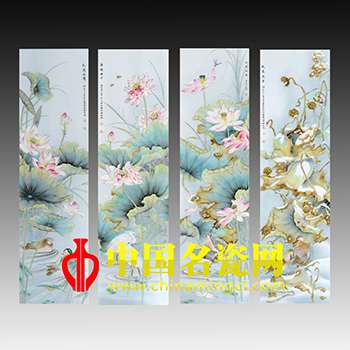 《四季荷花》四條屏