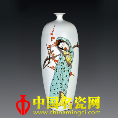 陳淑娟 古彩“賞梅一夢(mèng)”瓷瓶