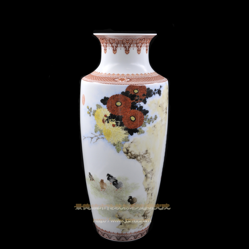 《雞菊延年》瓷瓶